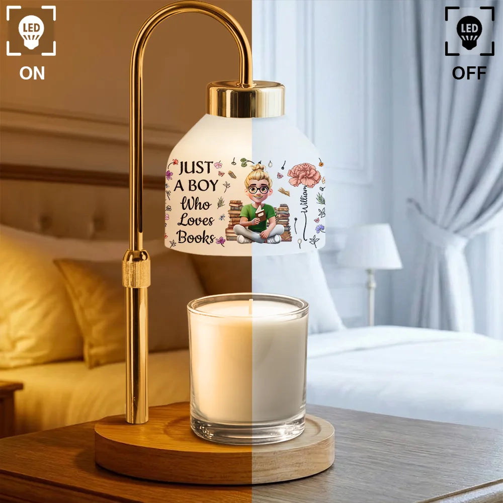 Reading, Gift For Mother, Mom's Hobby, Happy - My Reading Pillow Reading Girl With Birth Month Flower - Personalized Candle Warmer Lamp