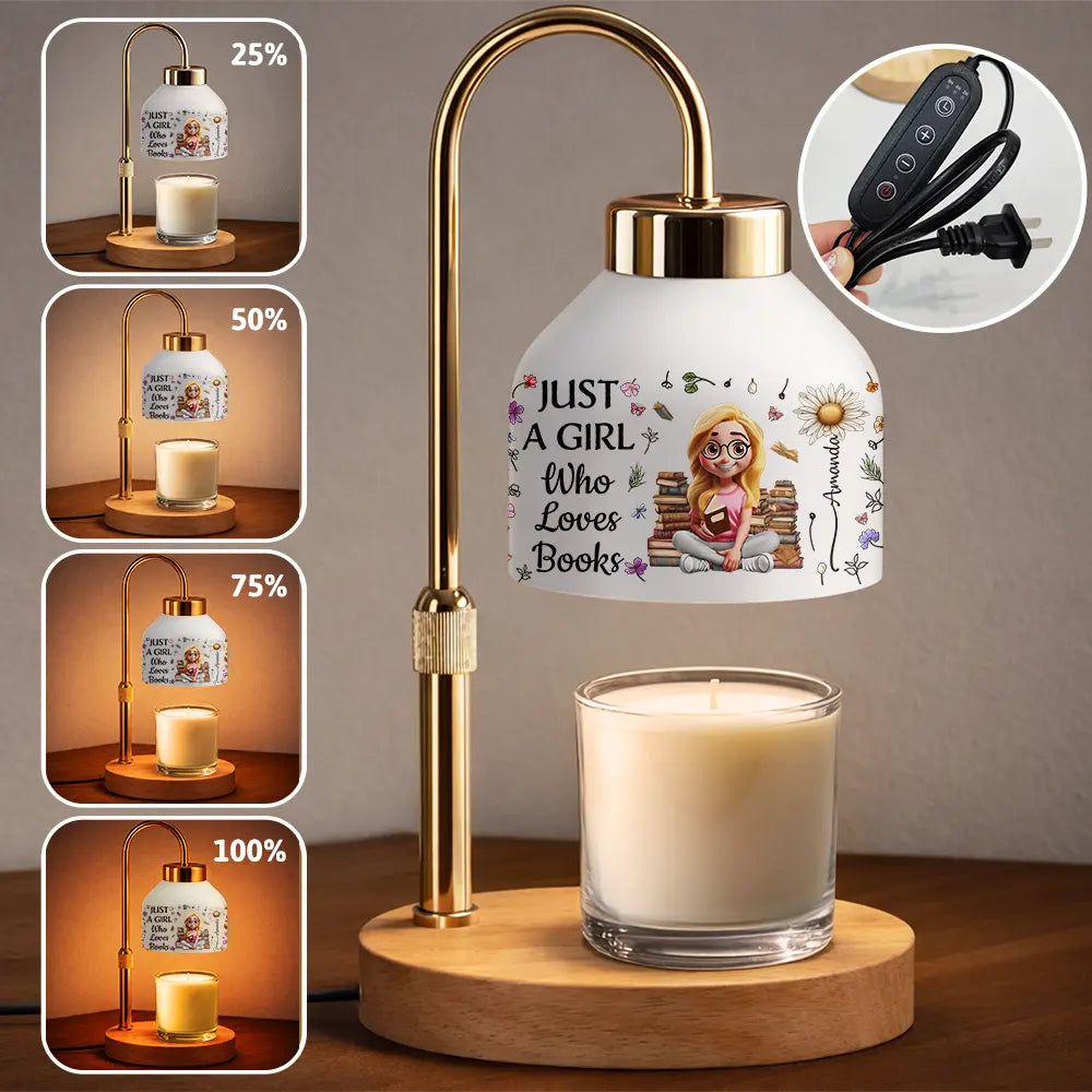 Reading, Gift For Mother, Mom's Hobby, Happy - My Reading Pillow Reading Girl With Birth Month Flower - Personalized Candle Warmer Lamp