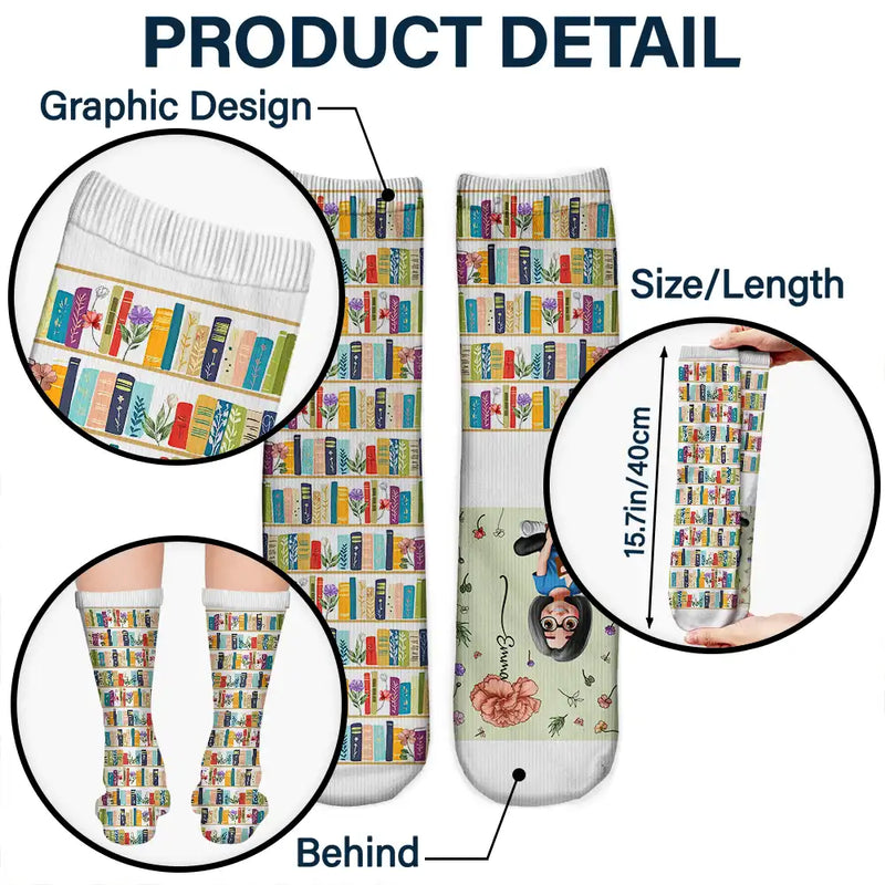 Reading, Gift For Yourself, Gift For Women, Happy - My Reading Socks Reading Girl With Birth Month Flower - Personalized Socks