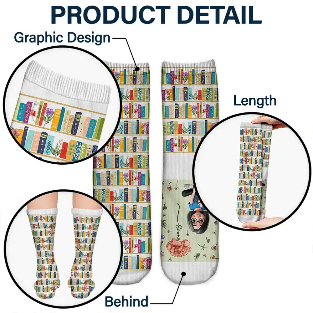 Reading, Gift For Yourself, Gift For Women, Happy - My Reading Socks Reading Girl With Birth Month Flower - Personalized Socks