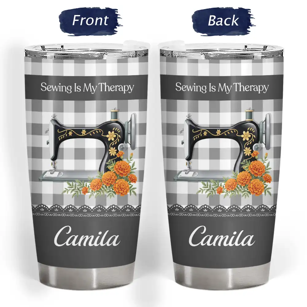 Top Market,Cozy,Gift For Yourself,Gift For Women,Icon - My Sewing Place Is My Happy Place For Sewing Lovers - Personalized Tumbler