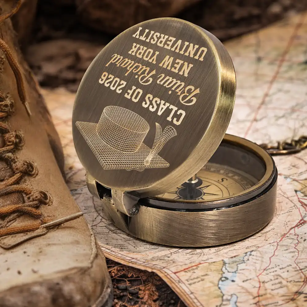 Family,Graduation,Love - My Son Grandson Forever - Personalized Engraved Brass Compass
