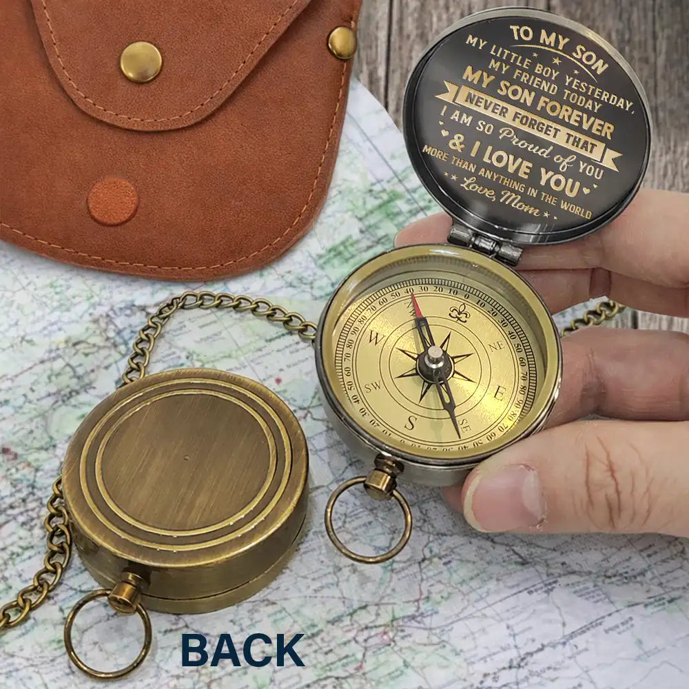 Family,Graduation,Love - My Son Grandson Forever - Personalized Engraved Brass Compass