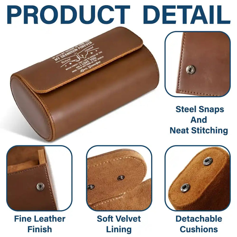 Gift For Son,Dad - Sons,Grandpa - Grandkids,Gift For Grandkids,Gift For Men,Happy,Sentimental - My Son Grandson Forever - Personalized Leather Watch Case