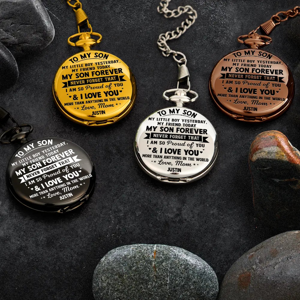 Gift For Son,Gift For Men,Happy - My Son Grandson Forever - Personalized Pocket Watch