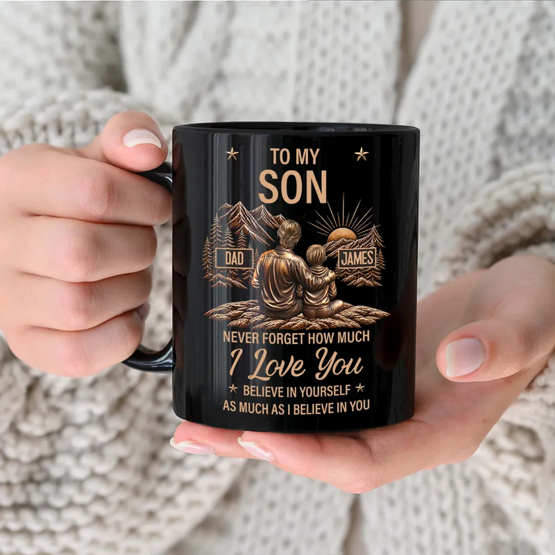 Gift For Son,Gift For Children,Inspirational,Vector - My Son Grandson Keep Moving Forward Just Do Your Best - Personalized Black Mug