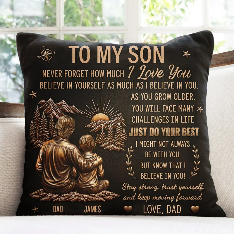 Gift For Son,Gift For Children,Indoor Decor,Inspirational,Vector - My Son Grandson Keep Moving Forward Just Do Your Best - Personalized Pillow