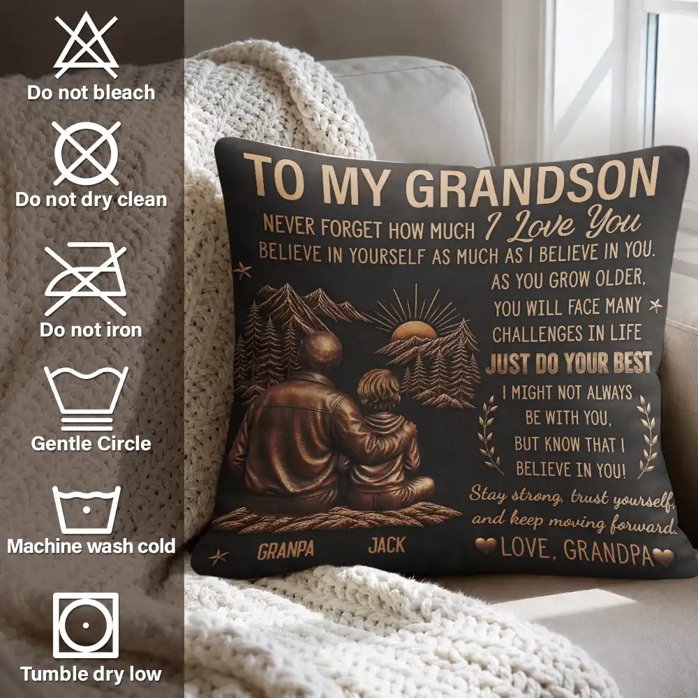 Gift For Son,Gift For Children,Indoor Decor,Inspirational,Vector - My Son Grandson Keep Moving Forward Just Do Your Best - Personalized Pillow