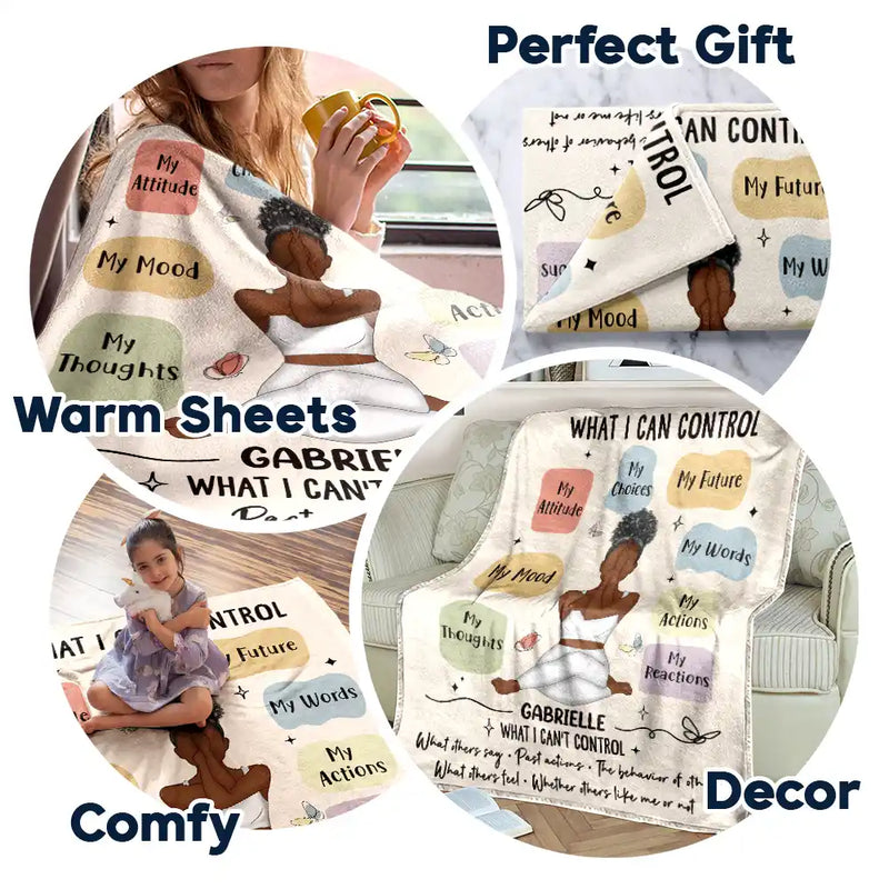 Gift For Yourself, Gift For Women, Love - Myself Reminder What I Can Control - Personalized Fleece Blanket, Sherpa Blanket