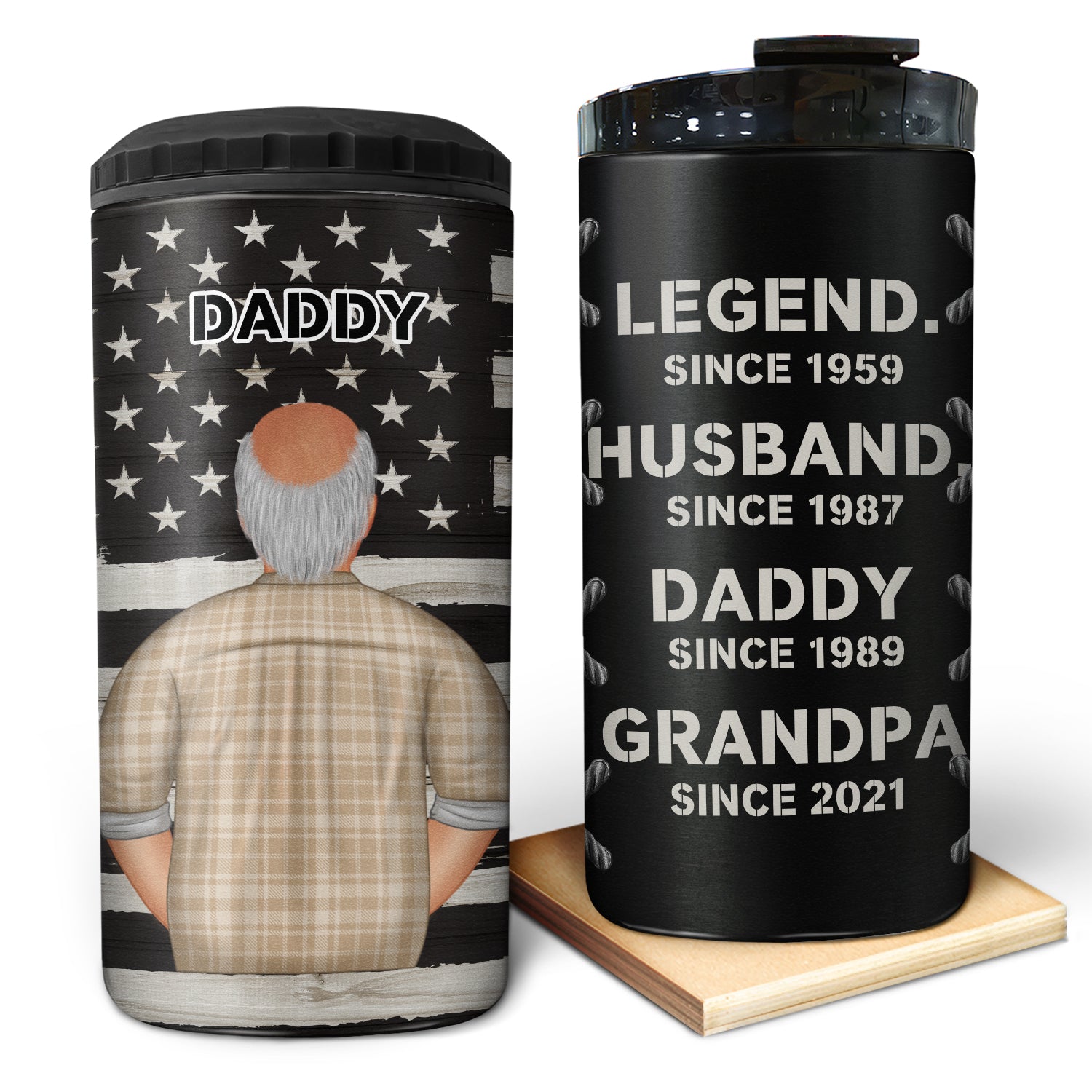 Legend Husband Daddy Grandpa - Gift For Father - Personalized Custom 4 In 1 Can Cooler Tumbler