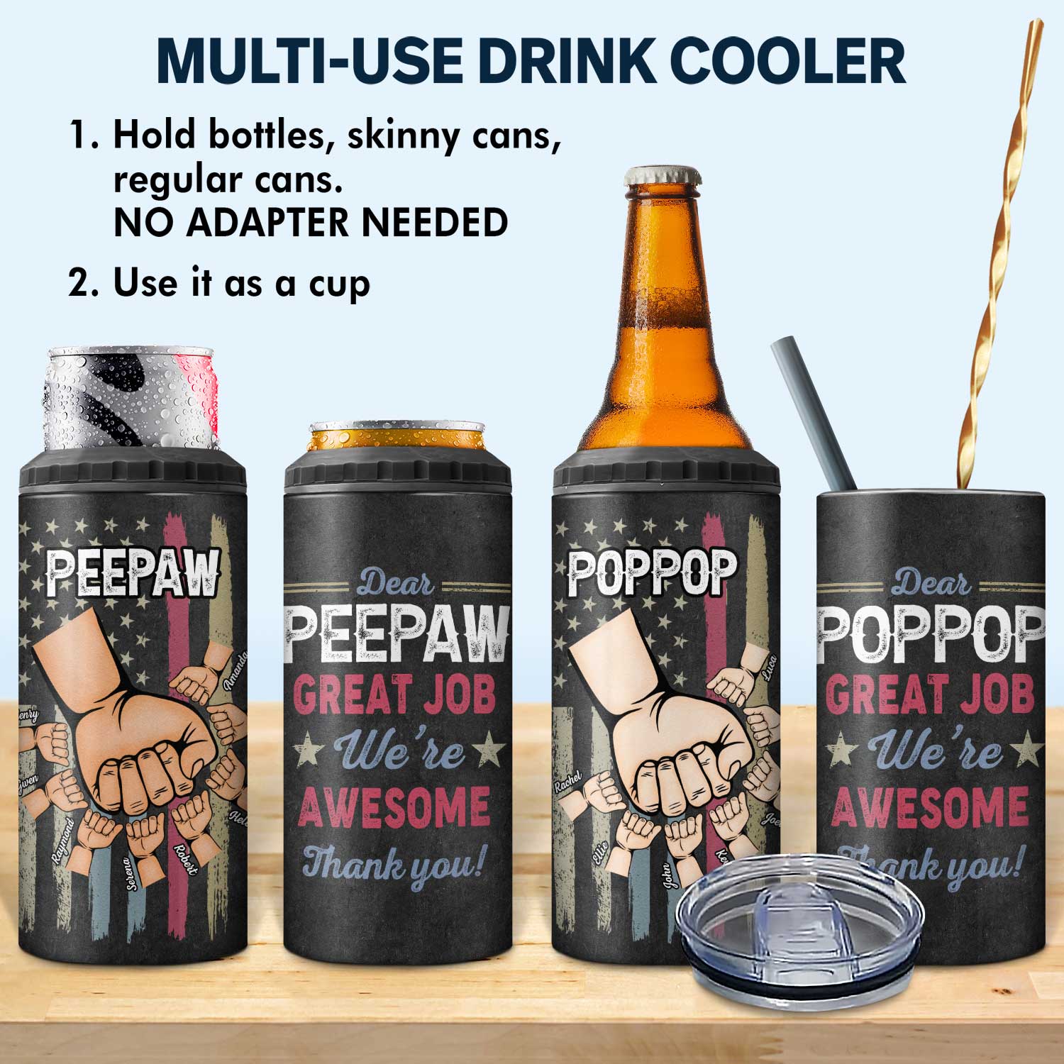 Fishing Gifts For Men, Father's Day Fishing Gifts For Dad From Wife and  Kids, Coozie Insulators For 12 Oz Cans & Bottles, Beer Gifts For Men From