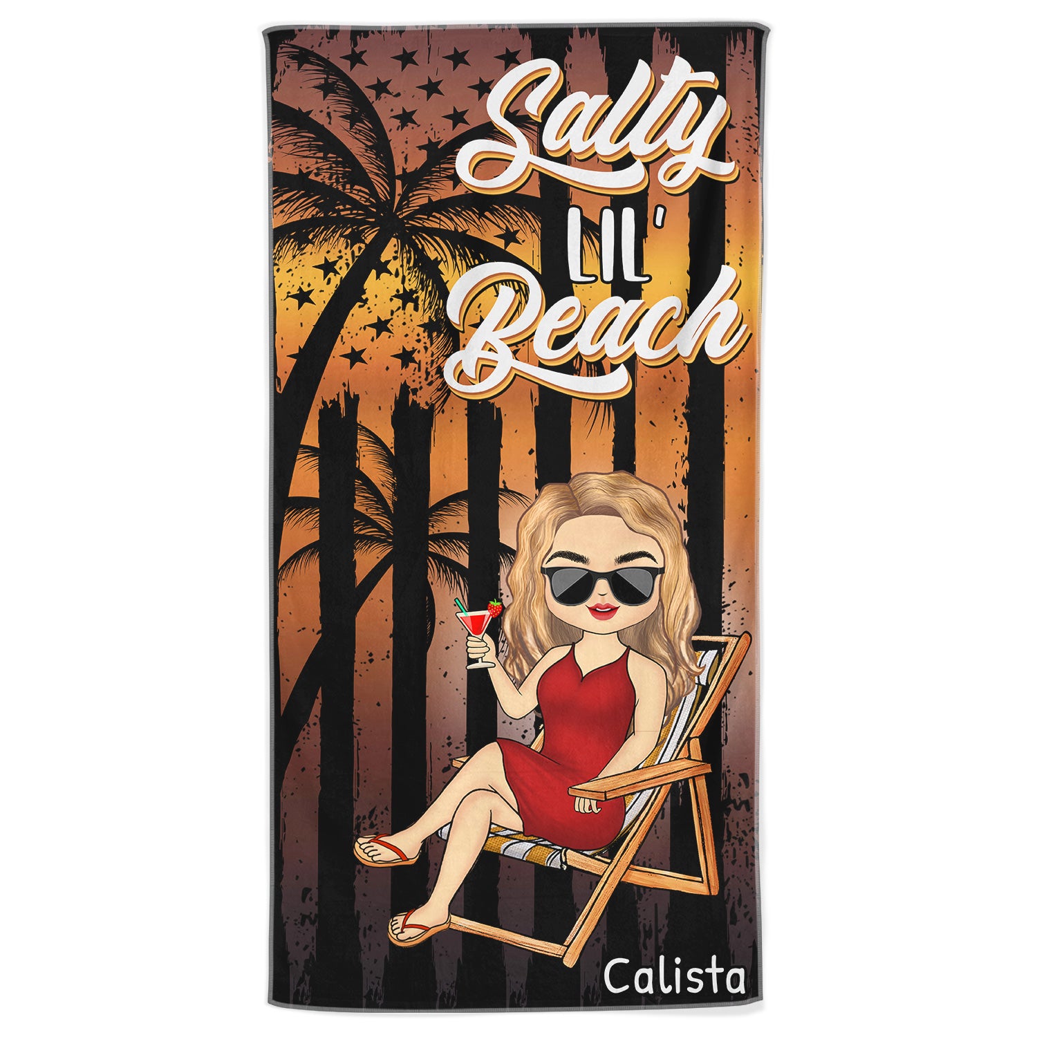 Salty Lil' Beach - Birthday, Summer Gift For Him, Her, Yourself, Girlfriend, Boyfriend, BFF Best Friends, Traveling Lovers - Personalized Custom Beach Towel
