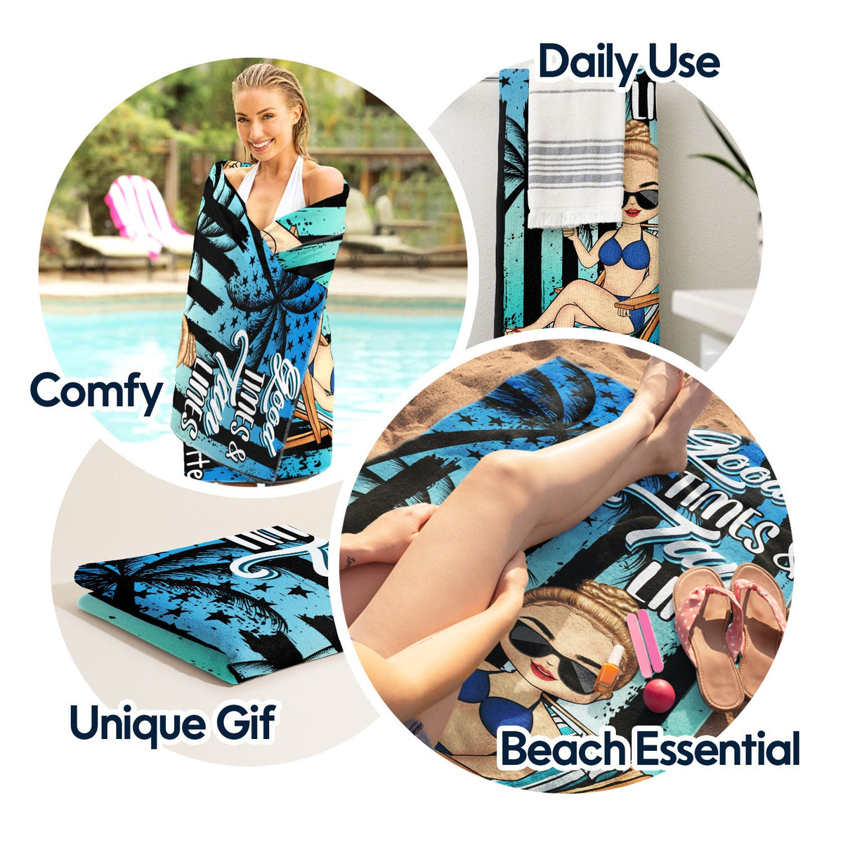 Salty Lil' Beach - Anniversaire, cadeau d'été pour lui, elle, vous-même, petite amie, petit ami, BFF meilleurs amis, amoureux en voyage - Serviette de plage personnalisée