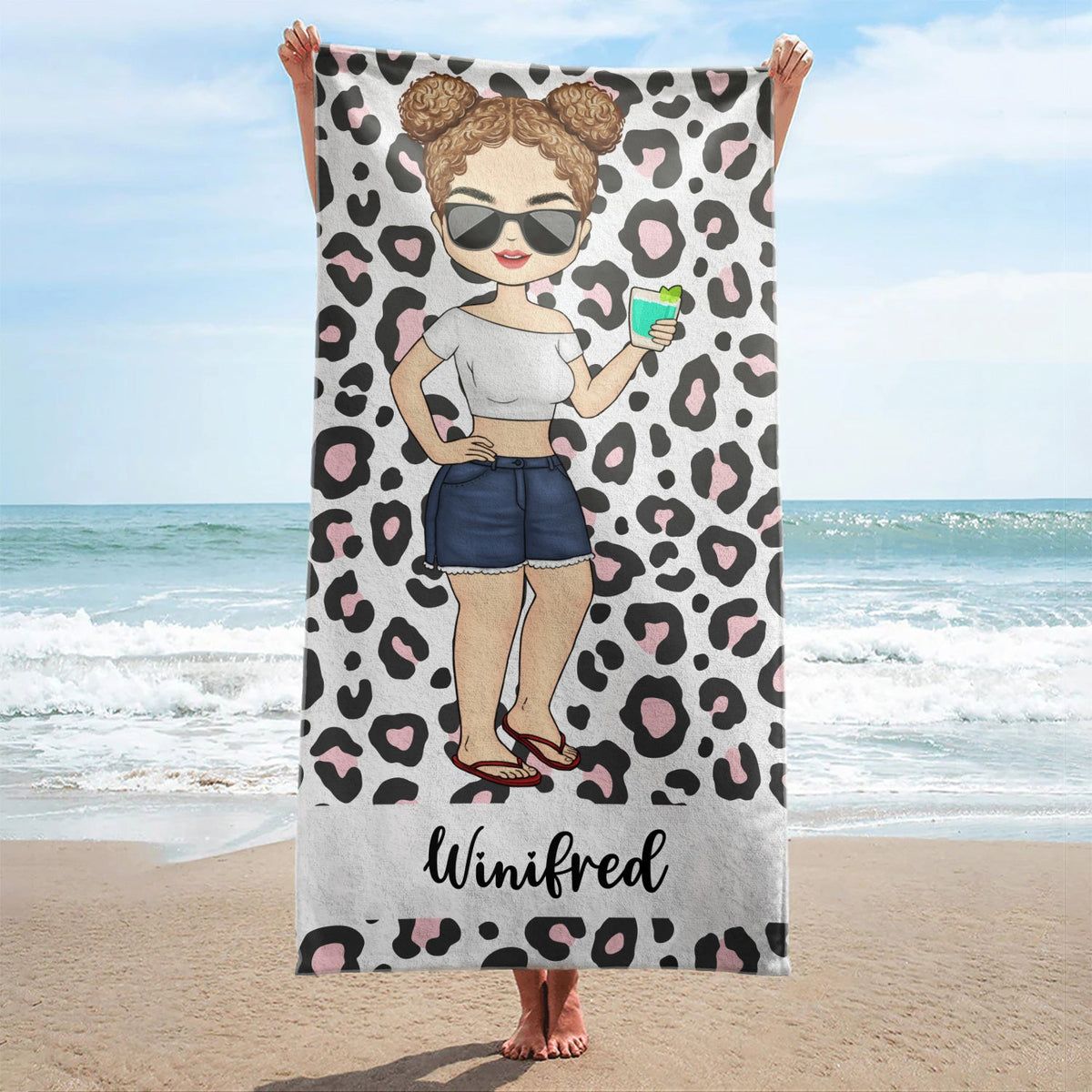 Serviette de plage personnalisée avec imprimé animalier, motif mer, océan, piscine, anniversaire, été, pour lui, elle, vous-même, petite amie, petit ami, meilleur ami, amoureux en voyage