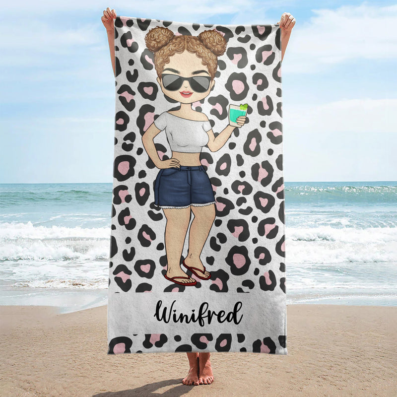 Serviette de plage personnalisée avec imprimé animalier, motif mer, océan, piscine, anniversaire, été, pour lui, elle, vous-même, petite amie, petit ami, meilleur ami, amoureux en voyage