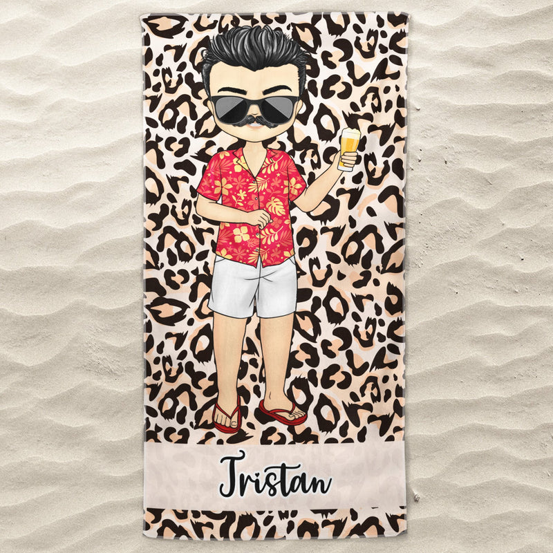 Serviette de plage personnalisée avec imprimé animalier, motif mer, océan, piscine, anniversaire, été, pour lui, elle, vous-même, petite amie, petit ami, meilleur ami, amoureux en voyage