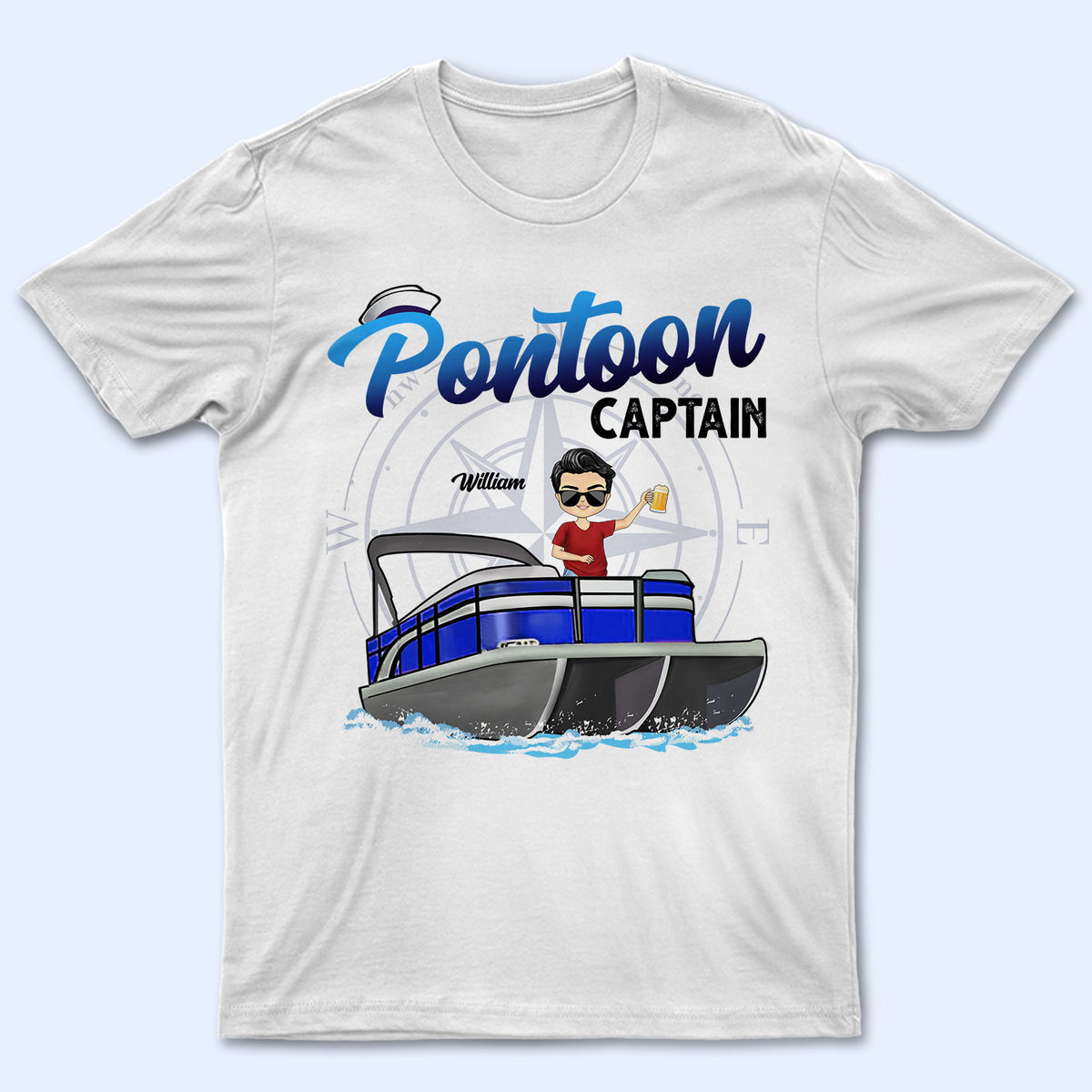 Boating Pontoon Captain - Birthday, Traveling, Cruising Gift for Pontooning Lovers, Beach Lovers, Travelers - Personalized Custom T Shirt T-Shirt / TS
