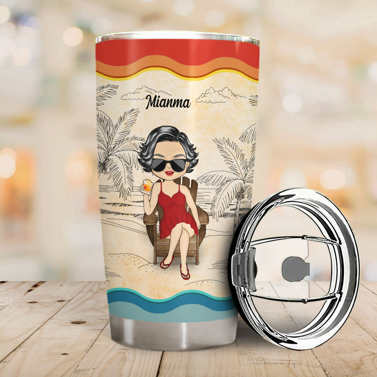 You Can't Make Me I'm Retired Vintage Summer Beach - Birthday, Retirement Gift For Yourself, Dad, Mom, Grandpa, Grandma, BFF Best Friends, Colleagues - Personalized Custom Tumbler