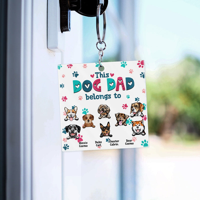 Dog Mom Dog Dad Cute Colorful Paw Prints - Birthday Gift For Pet Lovers - Personalized Custom Acrylic Keychain