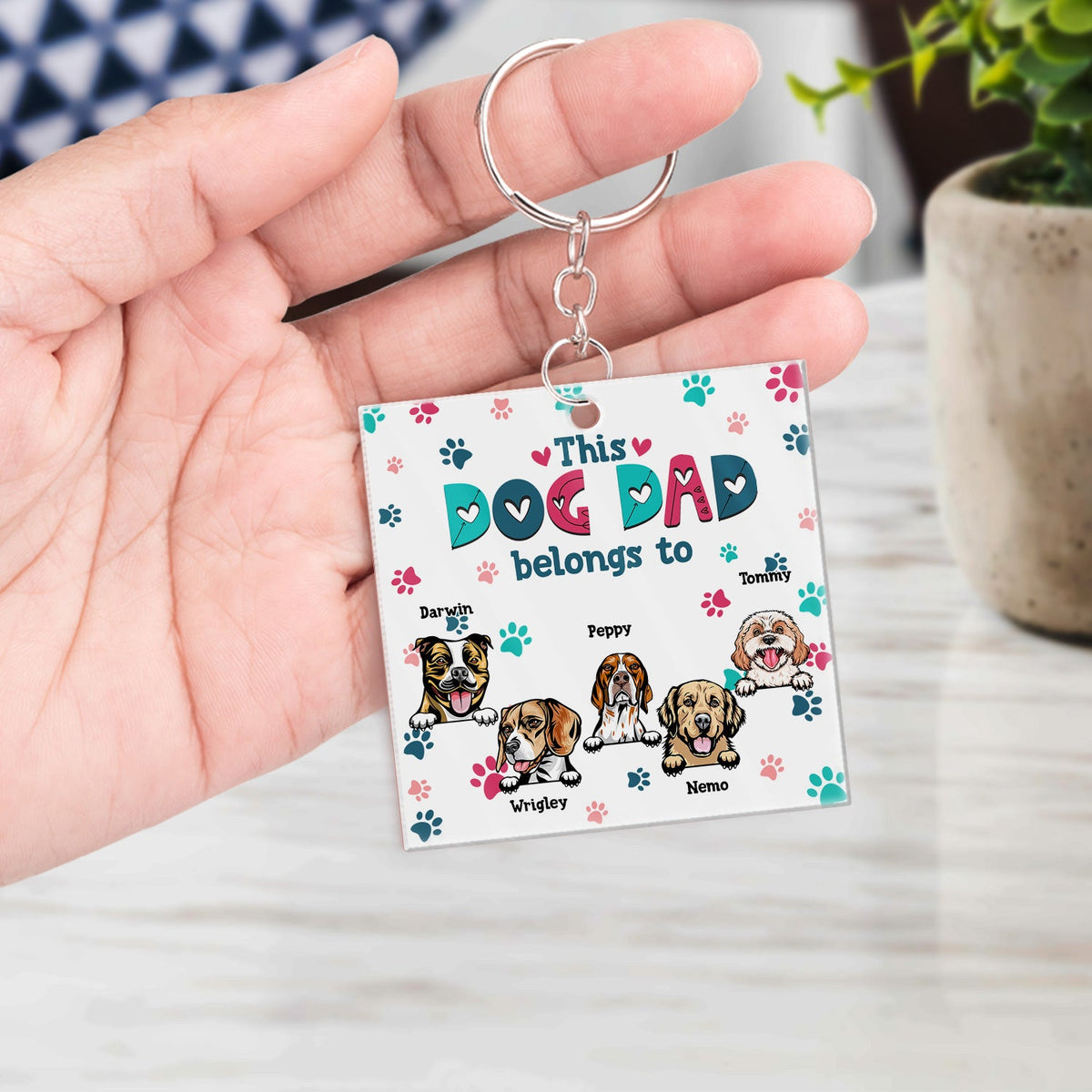 Dog Mom Dog Dad Cute Colorful Paw Prints - Birthday Gift For Pet Lovers - Personalized Custom Acrylic Keychain
