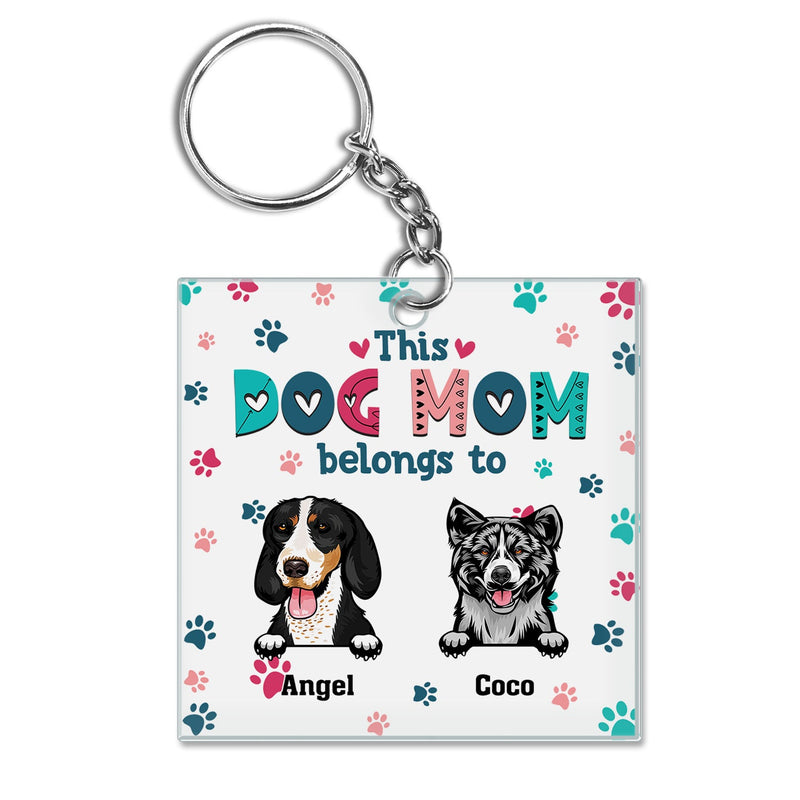 Dog Mom Dog Dad Cute Colorful Paw Prints - Birthday Gift For Pet Lovers - Personalized Custom Acrylic Keychain