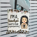Teach Love Inspire Leopard Pattern - Gift For Teachers - Personalized Custom Zippered Canvas Bag
