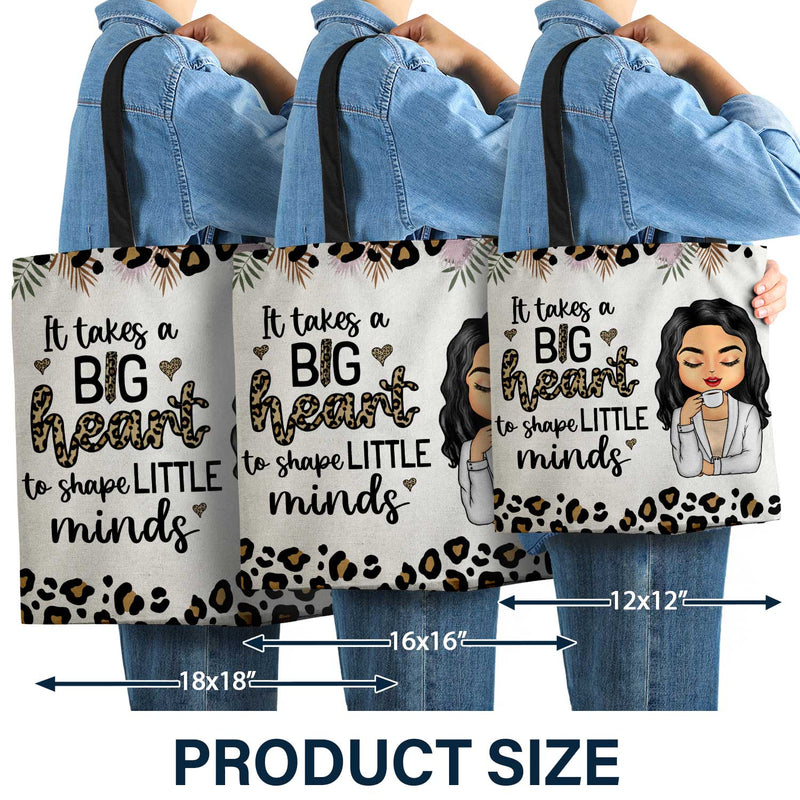 Teach Love Inspire Leopard Pattern - Gift For Teachers - Personalized Custom Zippered Canvas Bag