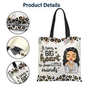 Teach Love Inspire Leopard Pattern - Gift For Teachers - Personalized Custom Zippered Canvas Bag