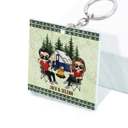 Happy Campers Adventure Awaits - Gift For Camping Couples, Wife, Husband - Personalized Custom Acrylic Keychain
