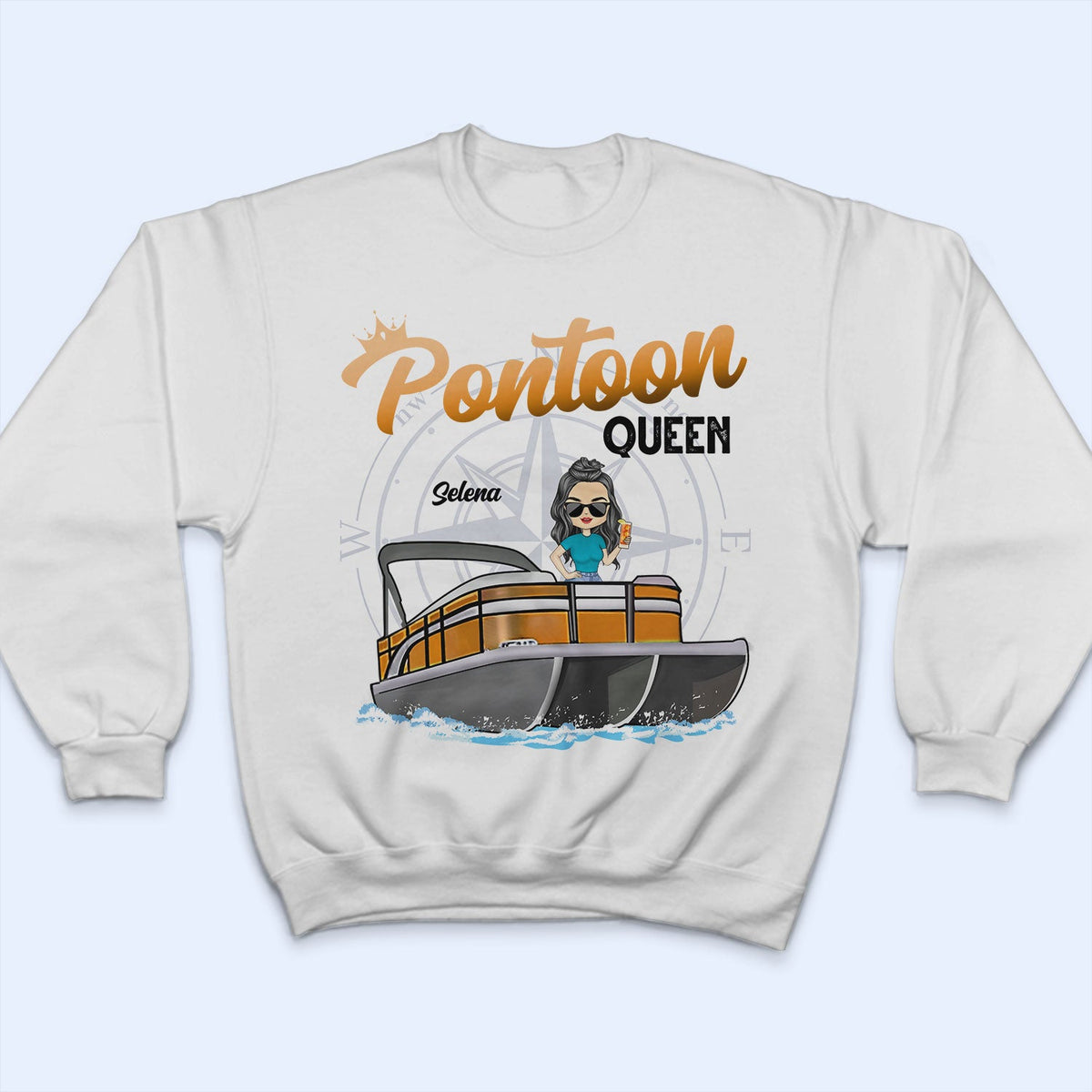 Queen of Boating Pontoon - Cadeau d'anniversaire, de voyage et de croisière pour les amateurs de pontoning, de plage et de voyage - T-shirt personnalisé