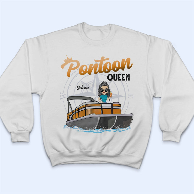 Queen of Boating Pontoon - Cadeau d'anniversaire, de voyage et de croisière pour les amateurs de pontoning, de plage et de voyage - T-shirt personnalisé