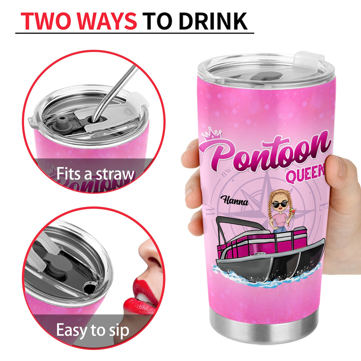 Never Dreamed I'd Grow Up To Be A Super Sexy Pontoon Queen - Gift For Lake Lovers, Pontooning Lovers, Travelers, Women - Personalized Custom Tumbler