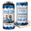 Boating Husband & Wife Pontoon Partners For Life - Traveling, Cruising Gift For Couples, Pontooning Lovers, Lake Lovers, Travelers - Personalized Custom 4 In 1 Can Cooler Tumbler