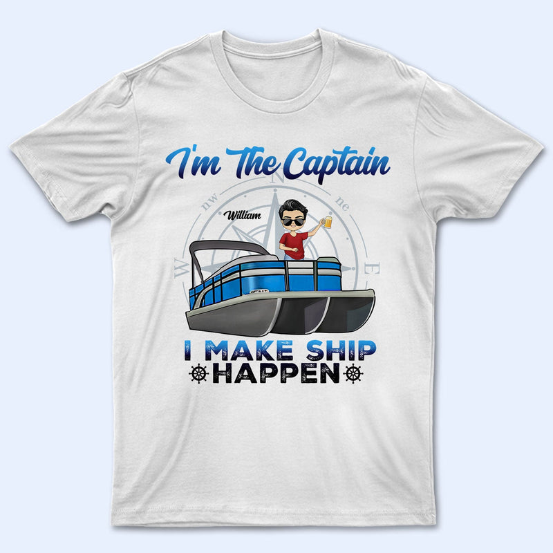 Ponton, je suis le capitaine, je suis le premier compagnon - Cadeau pour couples, mari, femme, amoureux du ponton, amoureux du lac, voyageurs - T-shirt personnalisé