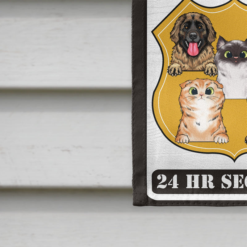 Warning Area Patrolled By Dogs And Cats - Outdoor Home Decor Gift For Pet Lovers - Personalized Flag