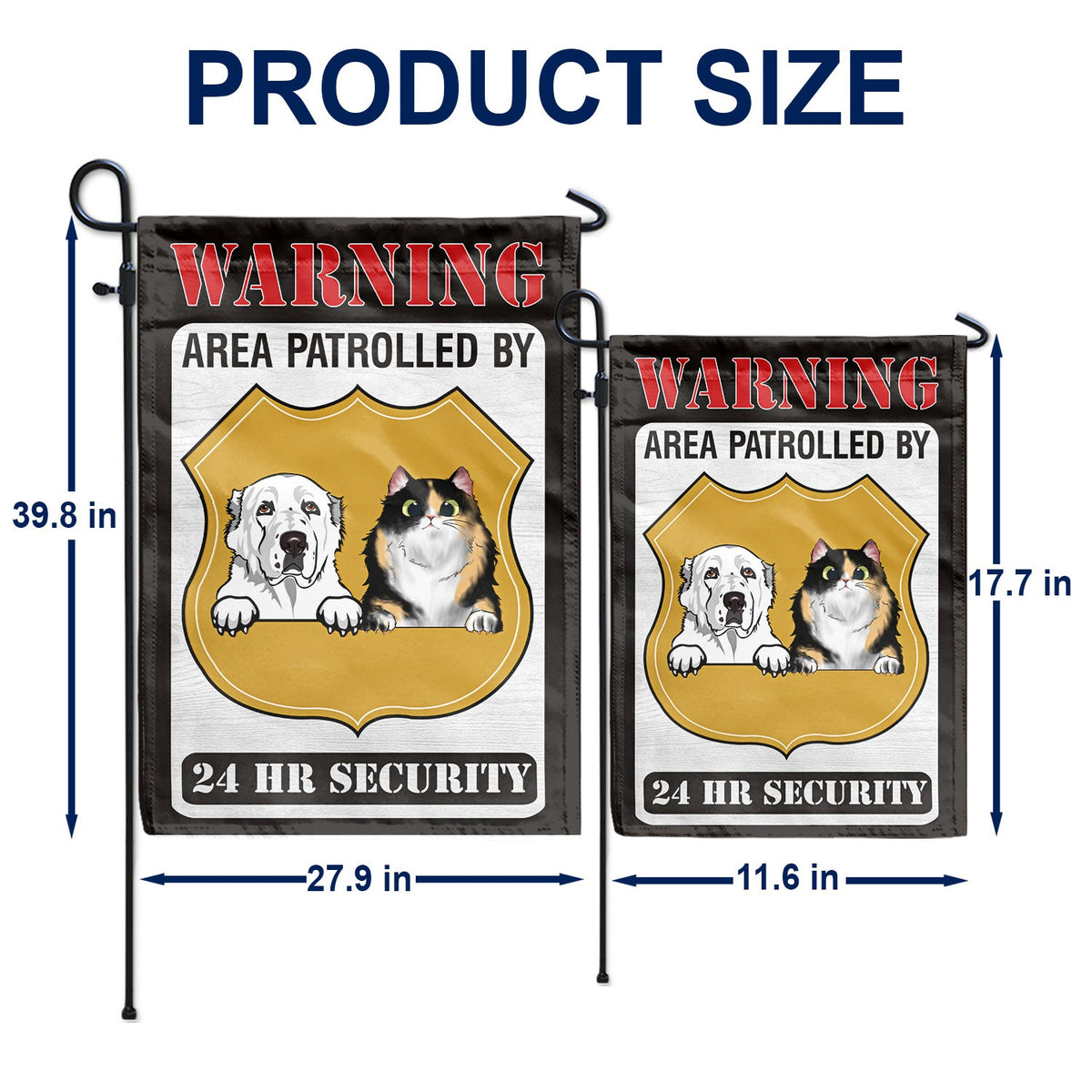 Warning Area Patrolled By Dogs And Cats - Outdoor Home Decor Gift For Pet Lovers - Personalized Flag