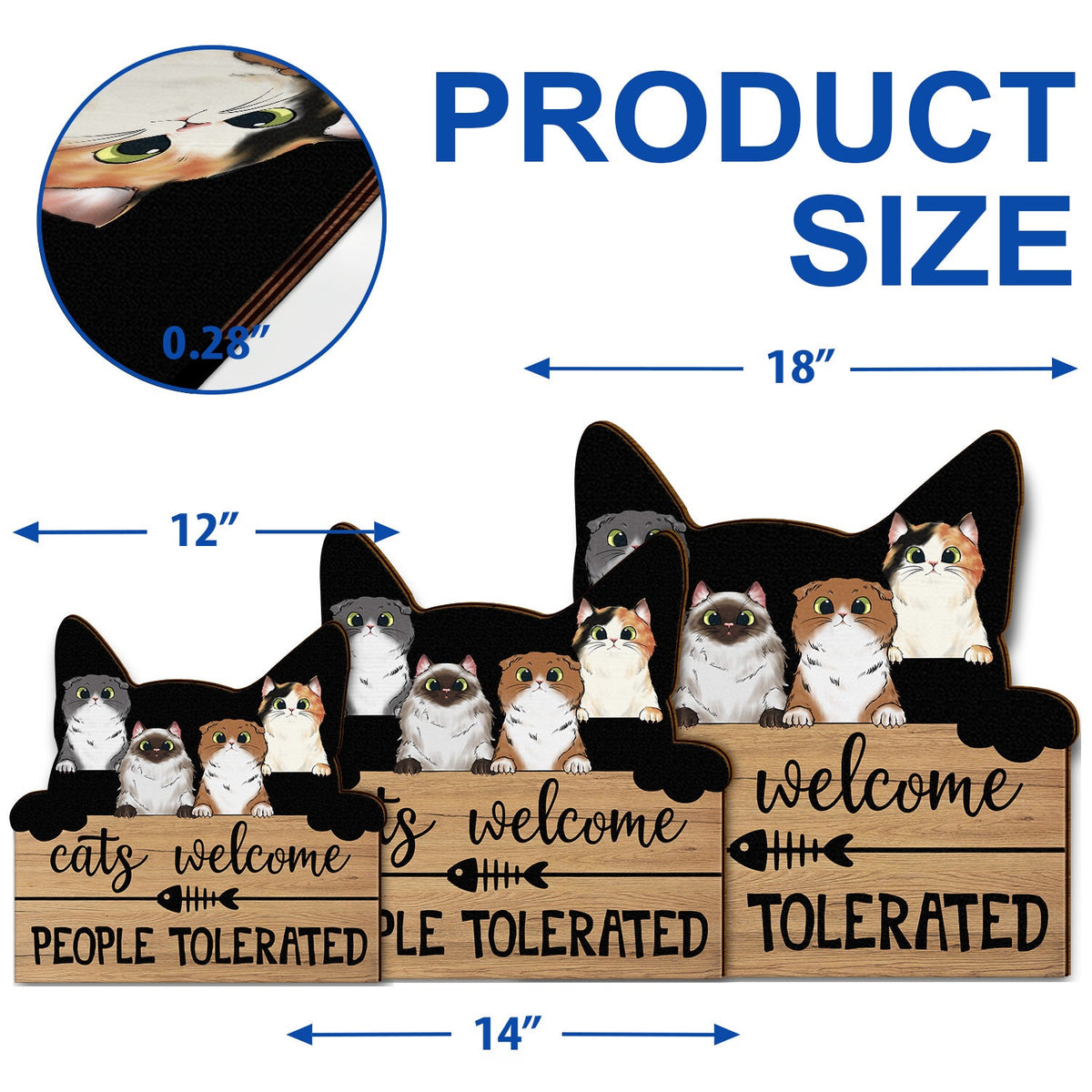 Les chats sont les bienvenus, les gens sont tolérés ! Décoration d'intérieur, cadeau de pendaison de crémaillère pour les amoureux des chats ! Panneau en bois personnalisé.