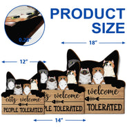 Les chats sont les bienvenus, les gens sont tolérés ! Décoration d'intérieur, cadeau de pendaison de crémaillère pour les amoureux des chats ! Panneau en bois personnalisé.