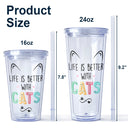 A Girl And Her Cats A Bond That Can't Be Broken - Gift For Cat Lovers - Personalized Acrylic Insulated Tumbler With Straw