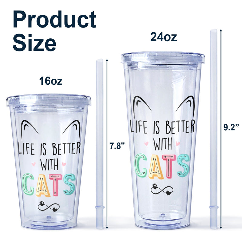 A Girl And Her Cats A Bond That Can't Be Broken - Gift For Cat Lovers - Personalized Acrylic Insulated Tumbler With Straw