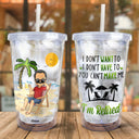 What Day Is Today Who Cares I'm Retired Summer Beach - Birthday, Retirement Gift For Yourself, Dad, Mom, Grandpa, Grandma, BFF Best Friends, Colleagues - Personalized Acrylic Insulated Tumbler With Straw