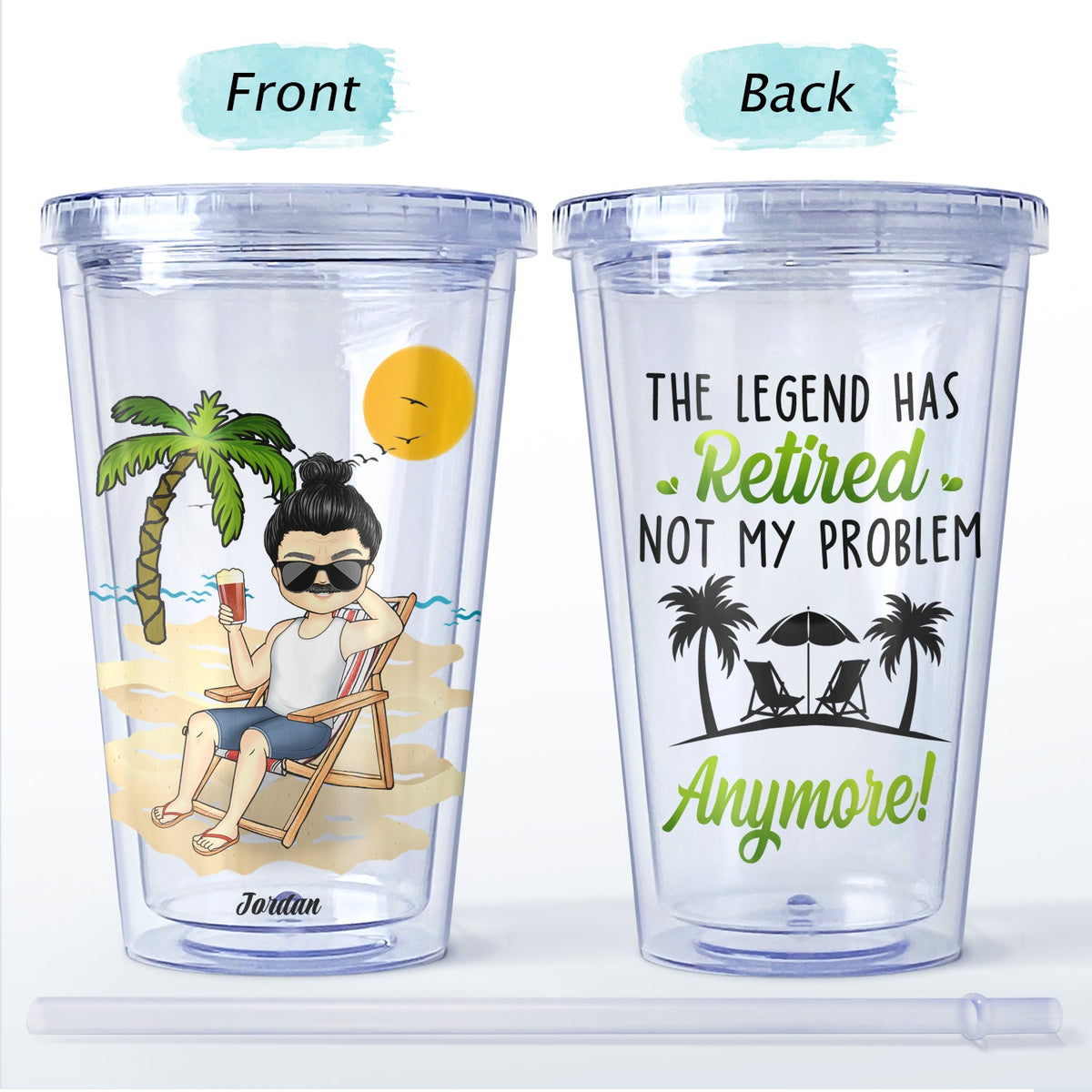 What Day Is Today Who Cares I'm Retired Summer Beach - Birthday, Retirement Gift For Yourself, Dad, Mom, Grandpa, Grandma, BFF Best Friends, Colleagues - Personalized Acrylic Insulated Tumbler With Straw