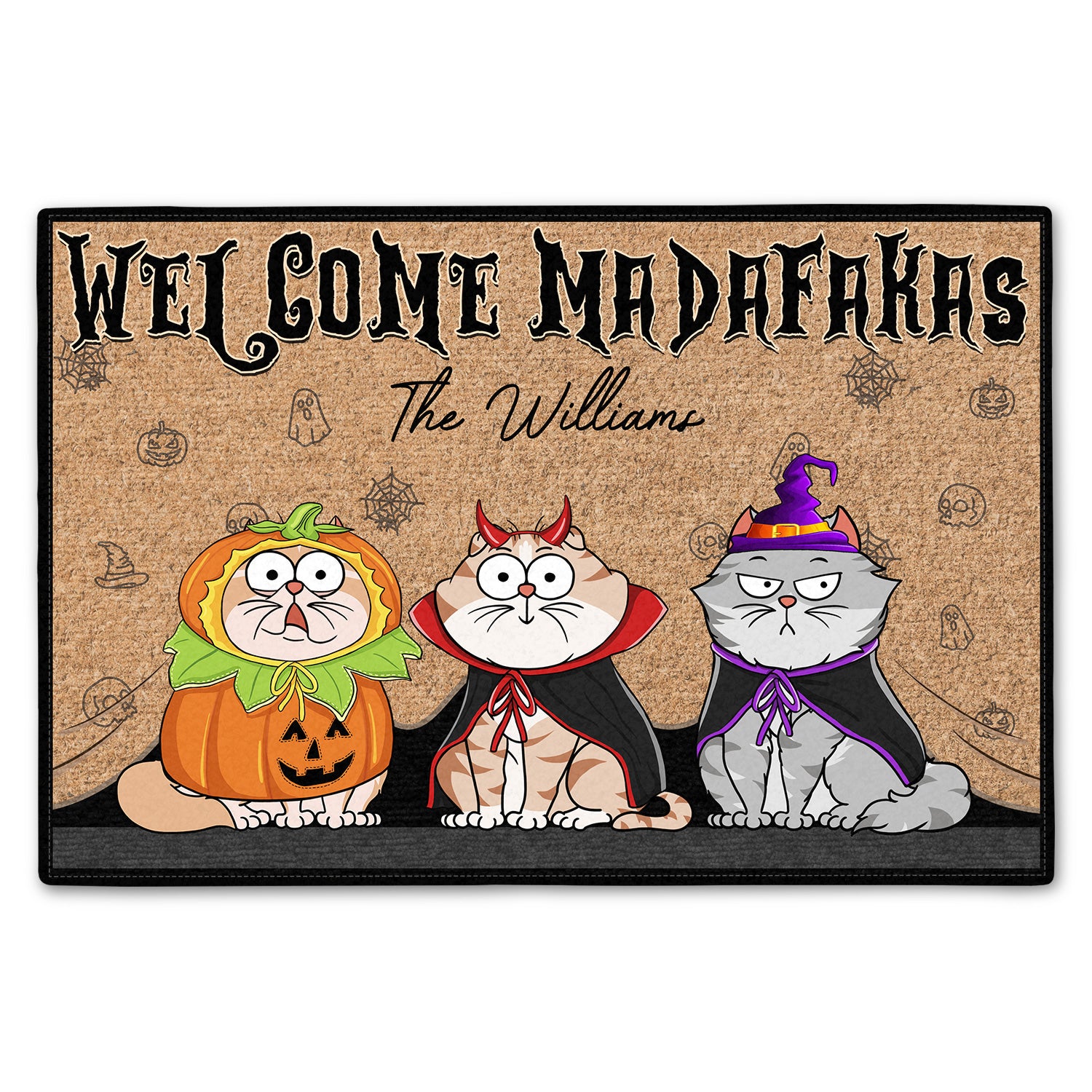 Welcome Madafakas Cats - Halloween Decor Gift For Cat Lovers - Personalized Doormat