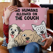 No Humans Allowed On The Couch Funny Cartoon Dogs - Gift For Dog Lovers - Personalized Pillow