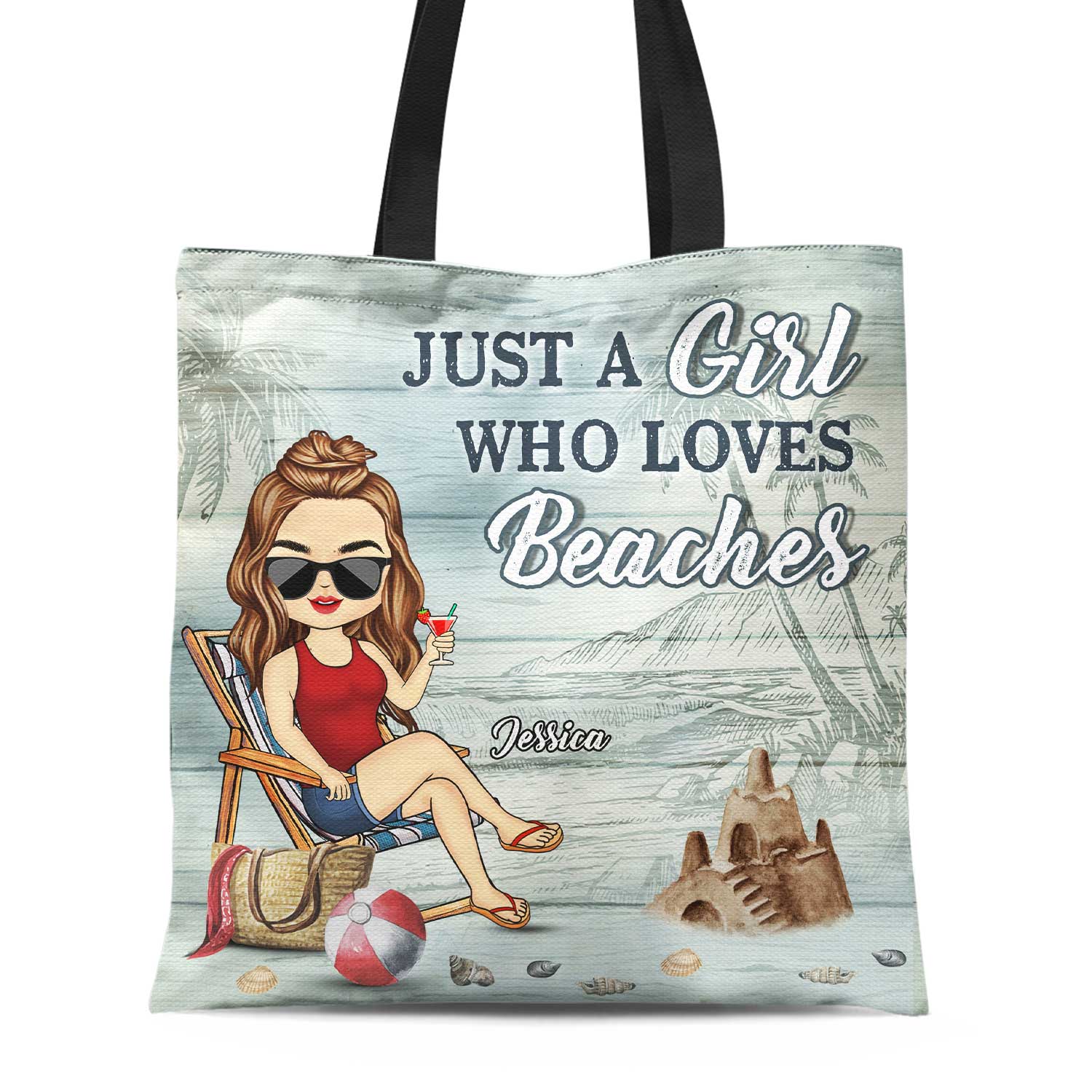 Just A Girl Who Loves Beaches - Gift For Women, Beach Lovers - Personalized Zippered Canvas Bag
