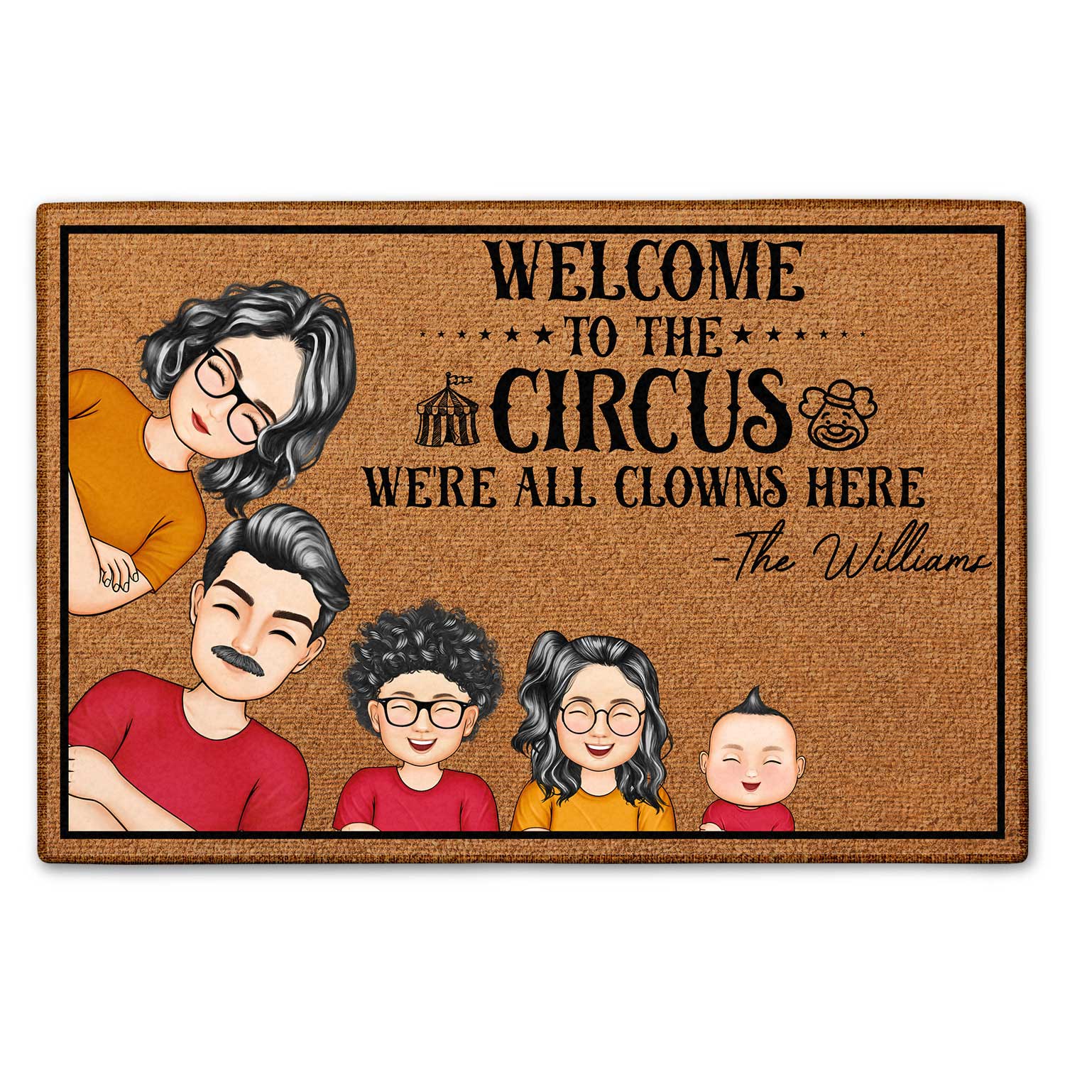 Welcome To The Circus We're All Clowns Here - Home Decor Gift For Family - Personalized Doormat