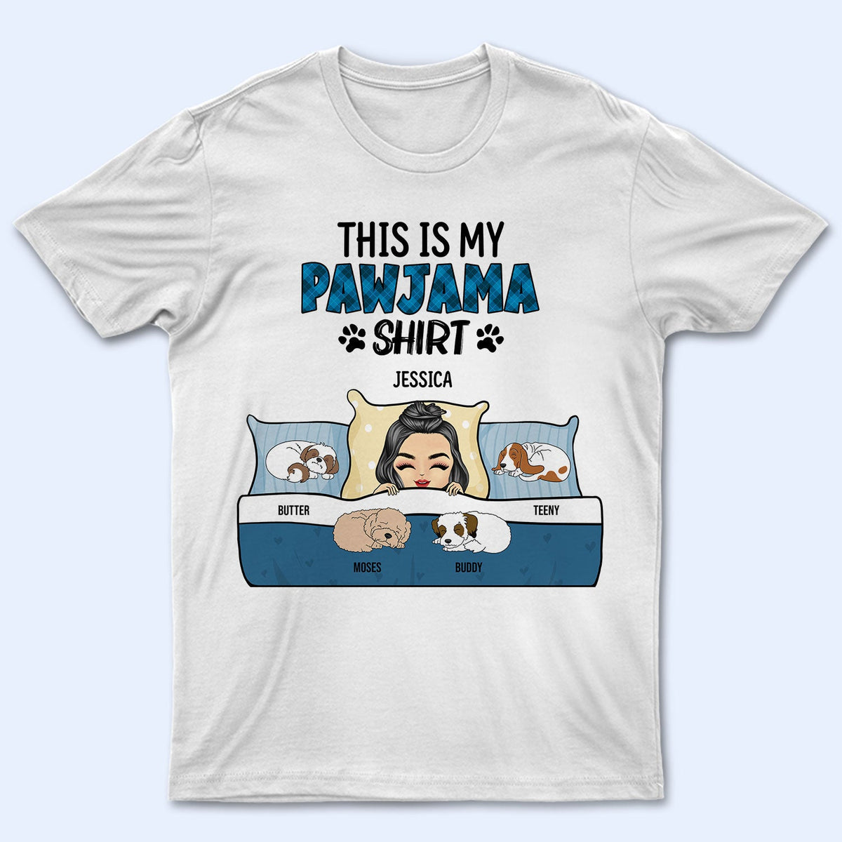 T-shirt « This Is My Pawjama » - Cadeau pour les amoureux des chiens, les mamans et les papas - T-shirt personnalisé
