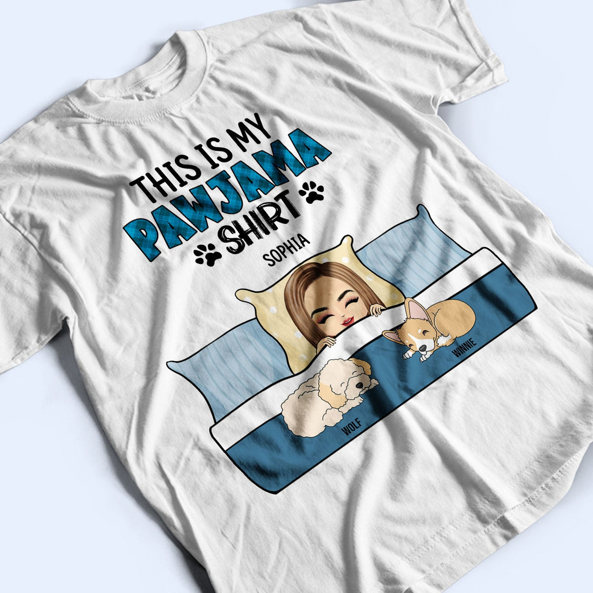 T-shirt « This Is My Pawjama » - Cadeau pour les amoureux des chiens, les mamans et les papas - T-shirt personnalisé