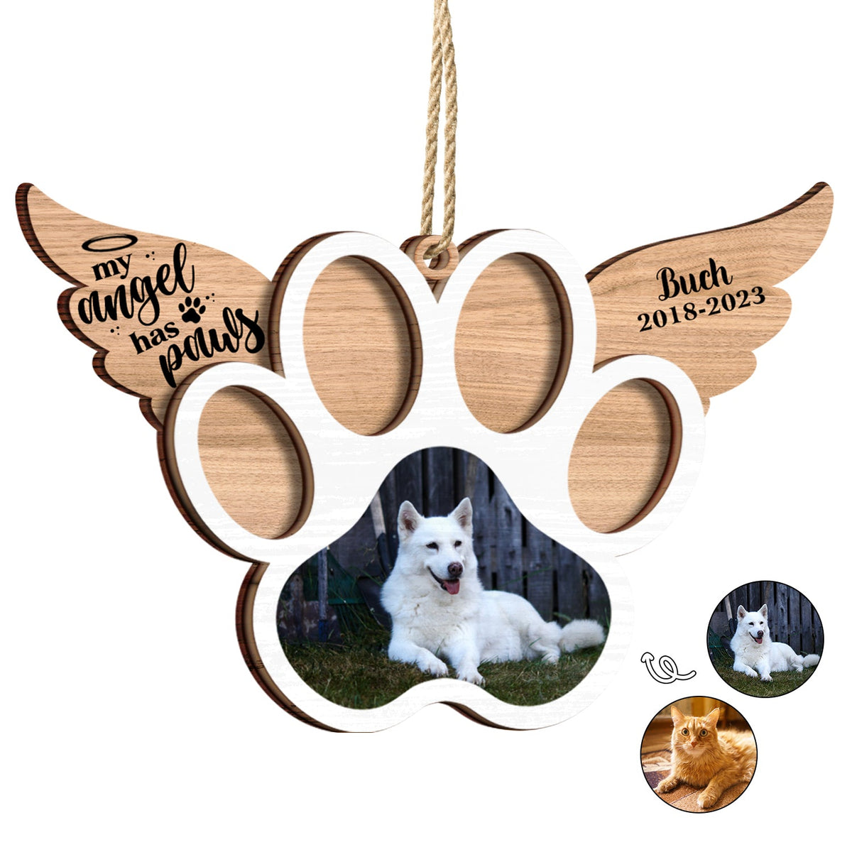 Custom Photo My Angel Has Paws Dog Cat - Pet Memorial Gift, Christmas ...