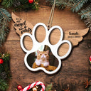 Custom Photo My Angel Has Paws Dog Cat - Pet Memorial Gift, Christmas Gift - Personalized Custom 2-Layered Wooden Ornament